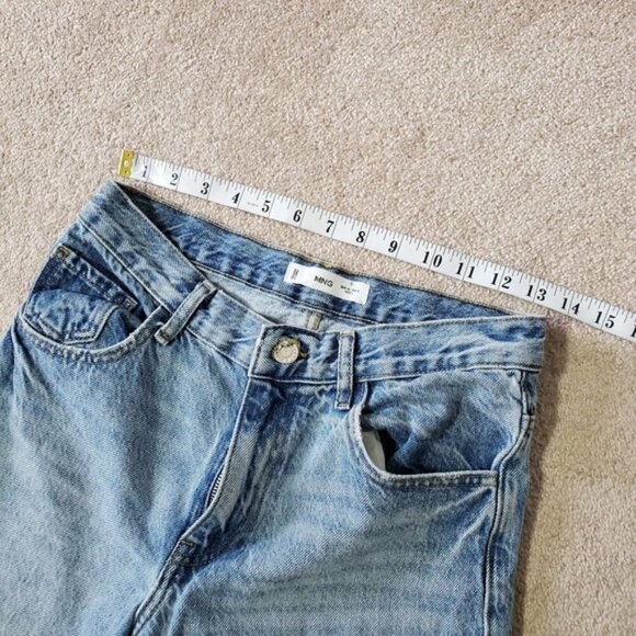 Mango High Rise Distressed Straight Barrel Leg Mom Jeans 90s 2 - Picture 7 of 9